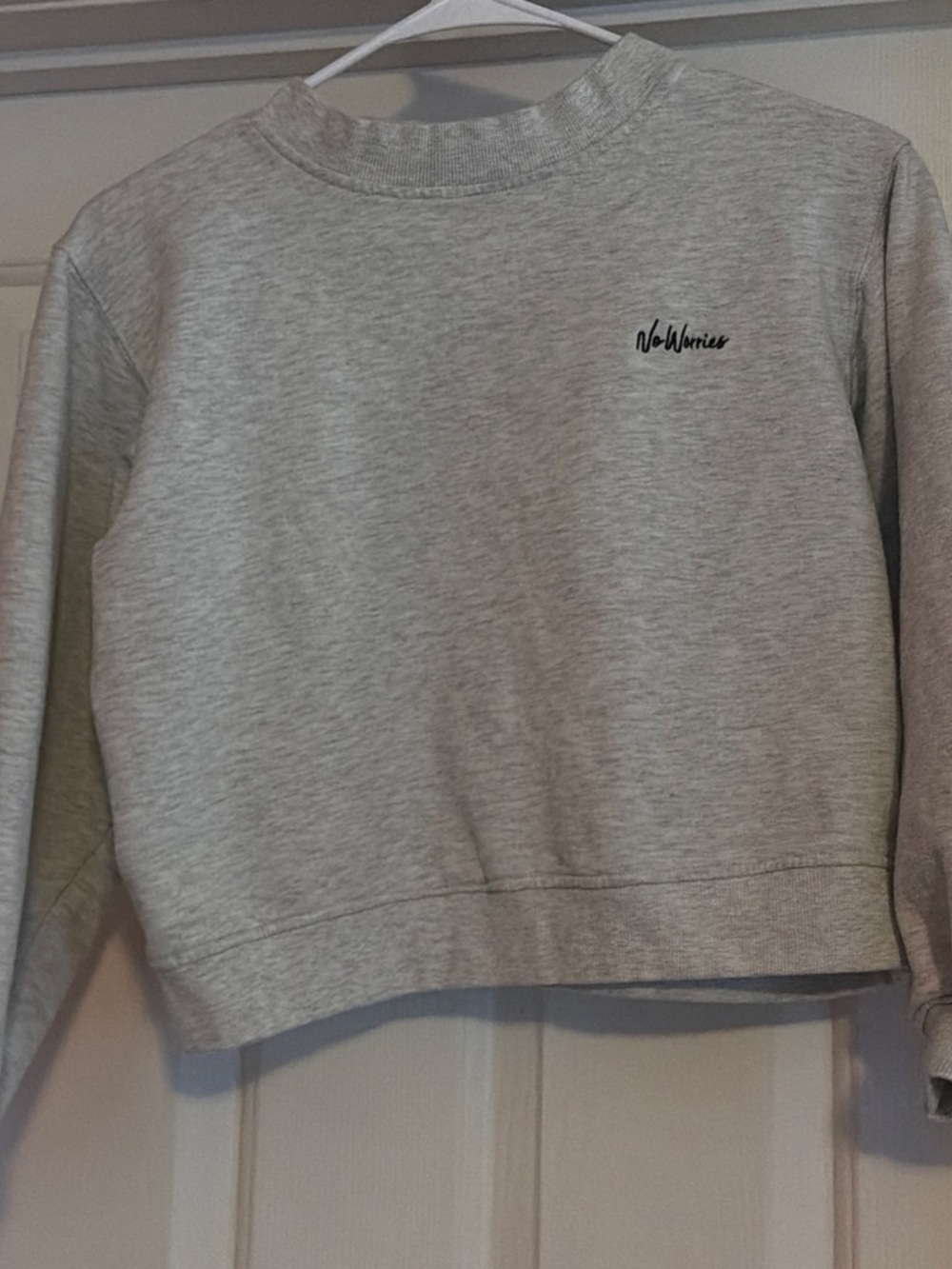 French Connection Light Gray Crewneck Sweatshirt with Small Script Logo